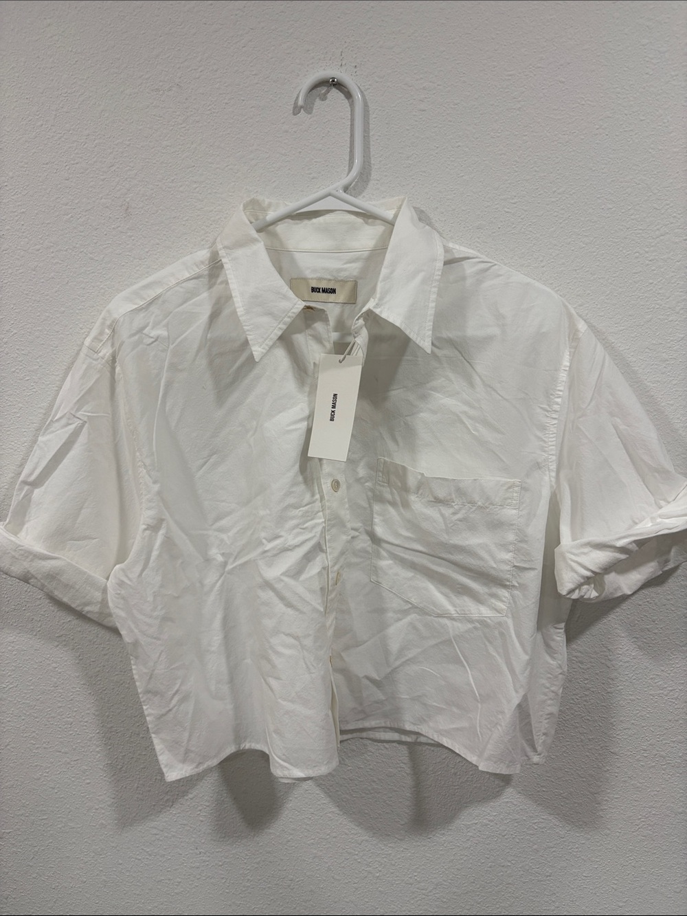 Buck Mason Women’s White Mainstay Cotton Short Sleeve Button Down NWT $138b b
